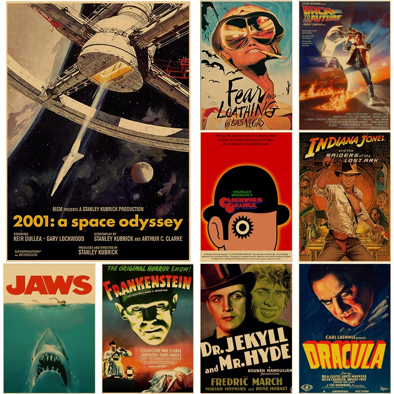 Pôsteres De Filmes Antigos Filme Clássico Mandíbulas Retro Kraft Papel Vintage Room Home Bar Decoração Presente Impressão Arte Estética Pinturas De Parede