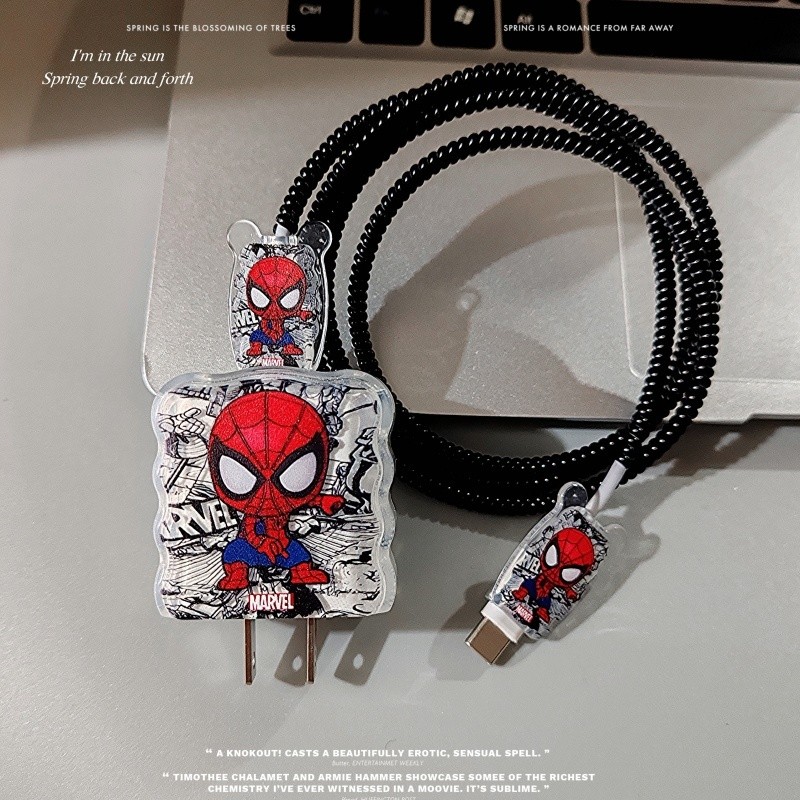 Protetor de carregador para iPhone do Homem-Aranha vermelho, compatível com capa de proteção de carregador Apple
