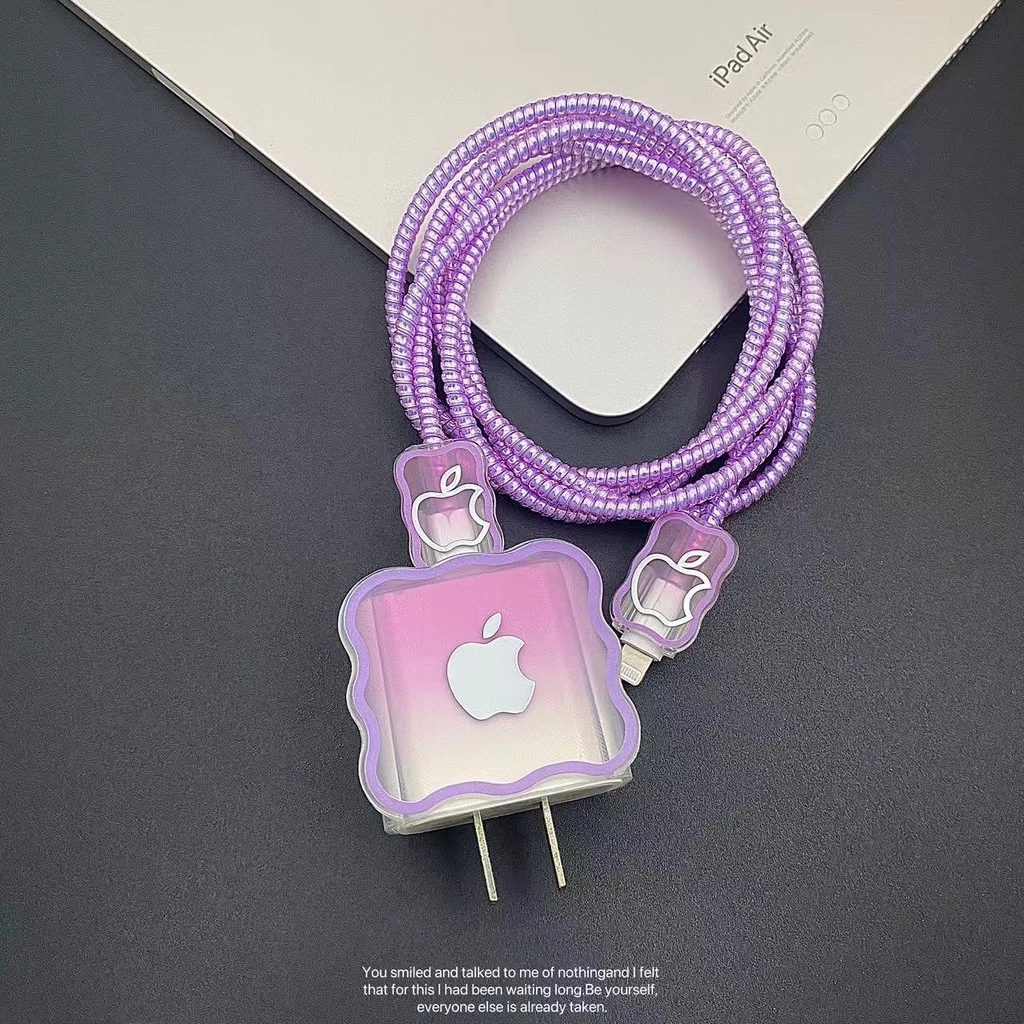 WEZFY  20FC  Capa protetora para carregador de iPhone em degradê roxo, compatível com cabos de dados 11/12/13/14/15/16