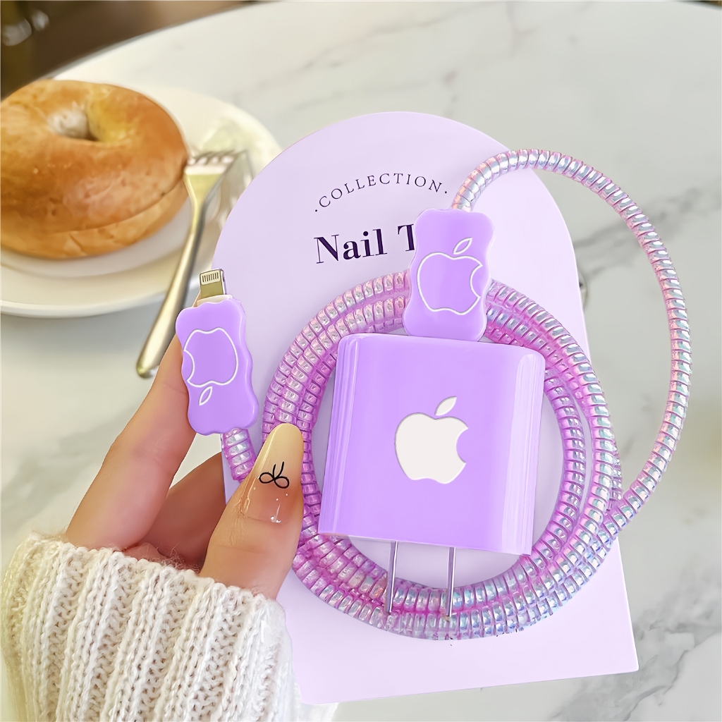 WEZFY  22FC  Protetor de carregador roxo fashion compatível com iPhone 11/12/13/14/15/16/17