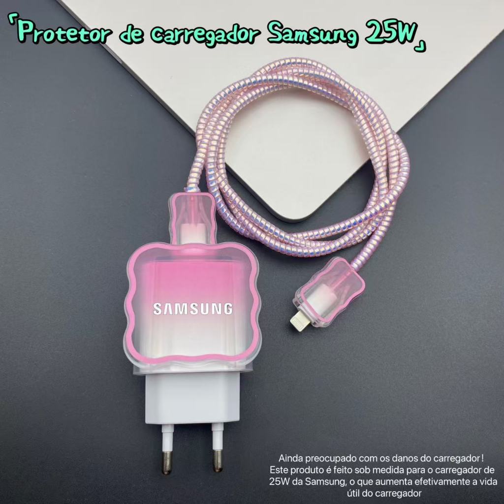 WEZFY  44FC  Capa protetora de carregador em degradê rosa da Samsung, compatível com carregadores Samsung de 25W