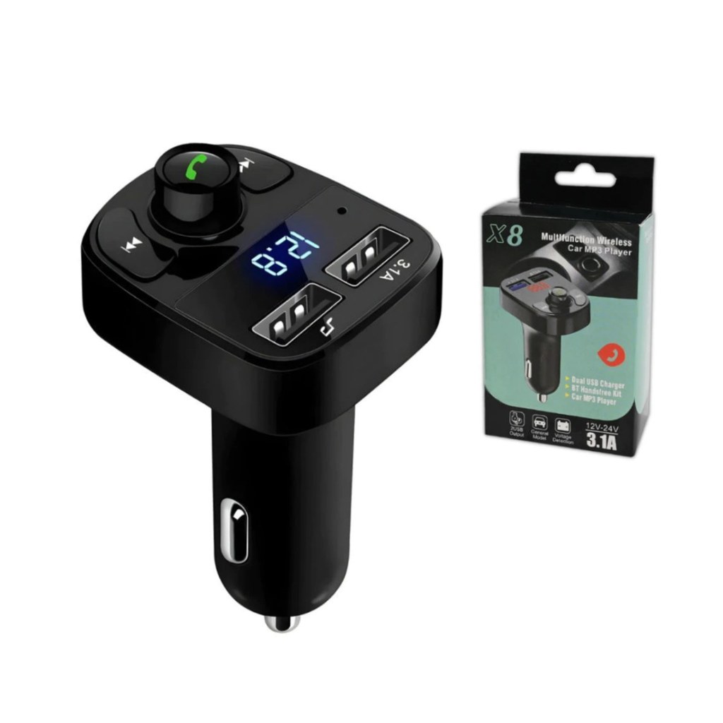 Transmissor FM Bluetooth Veicul. X8  Carregador USB  QCC-001