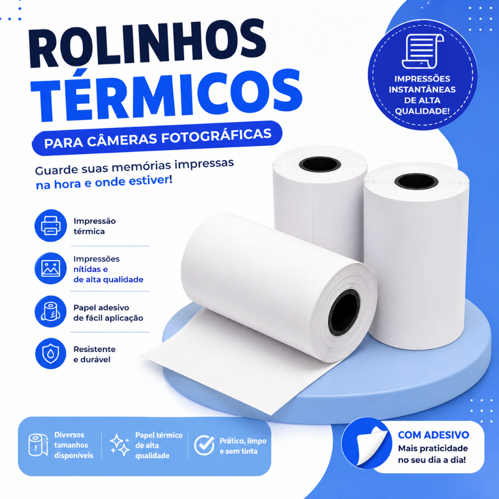 Rolos Refil Papel Adesivo Para Câmera Instantânea Mini Impressora Portátil Térmica Etiqueta Maquina Fotográfica
