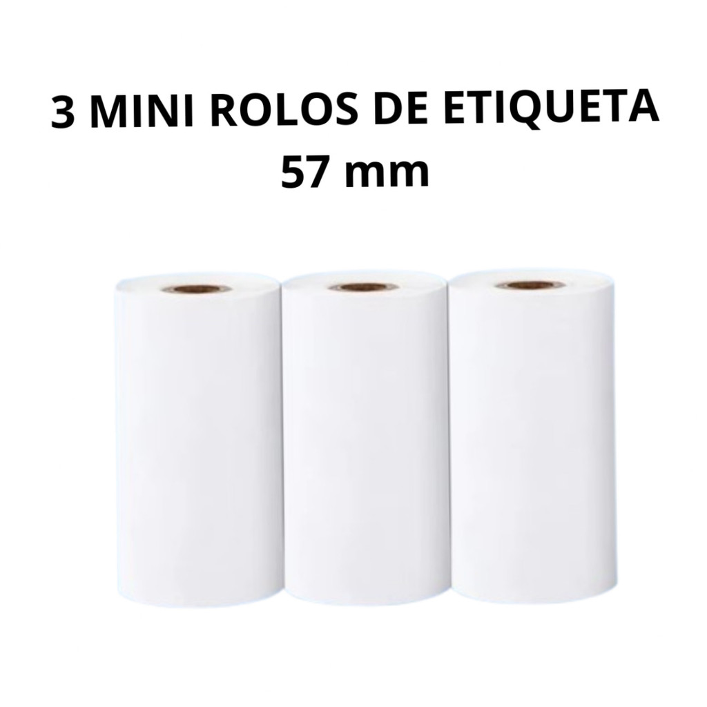 Kit com 3 Bobinas de Papel Térmico 57x25mm | Para Mini Impressora Bluetooth ou Câmera Instantânea