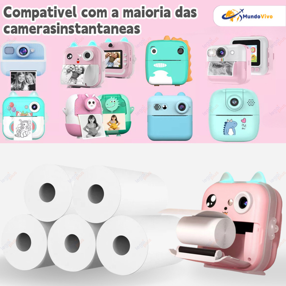 Kit 30 Rolos Refil Papel Câmera Instantânea Mini Impressora Portátil Térmica Etiqueta Maquina Fotográfica Que Imprime