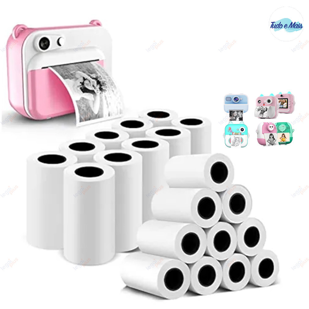 Kit 30 Bobinas Térmicas Brancas - Refil para Mini Impressora Portátil e Câmera Instantânea
