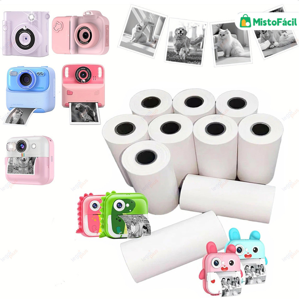Kit 30 Bobinas Térmicas Brancas Refil - Para Mini Impressora Portátil, Câmera Instantânea e Máquina de Etiquetas