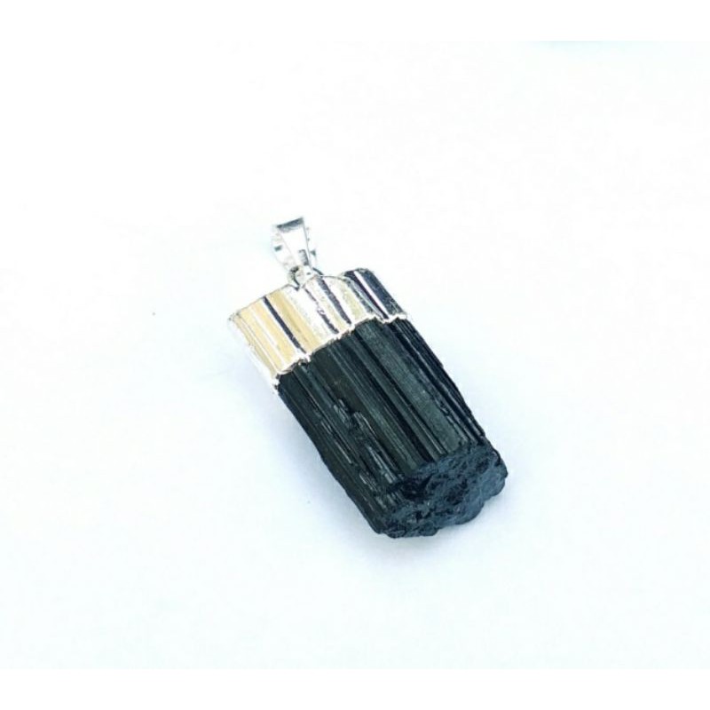 Pingente De Pedra Turmalina Negra Natural  JOIA ENERGIA ESPIRITUAL Folheada - Pedra Da Proteção