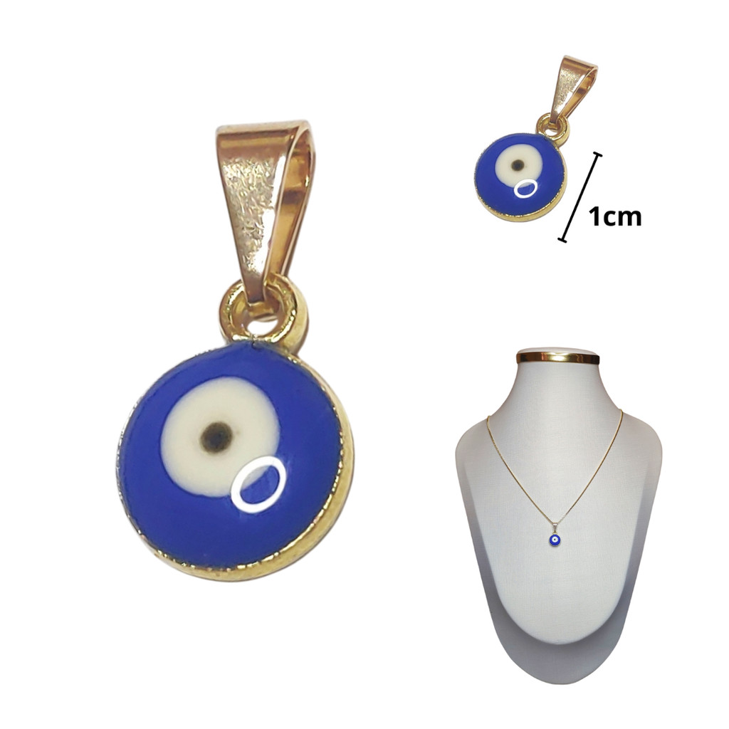 Pingente Olho Grego Olho Turco Nazar Dourado Simples Colar com Pedras Naturais Pingente de Pedra