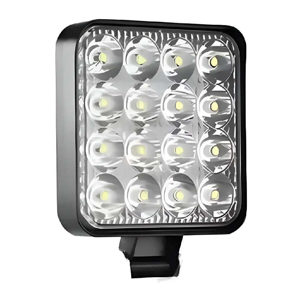 Par Farol de Milha 48W Quadrado 16 LED 12V 24V Athlanta Mini Alta Potência