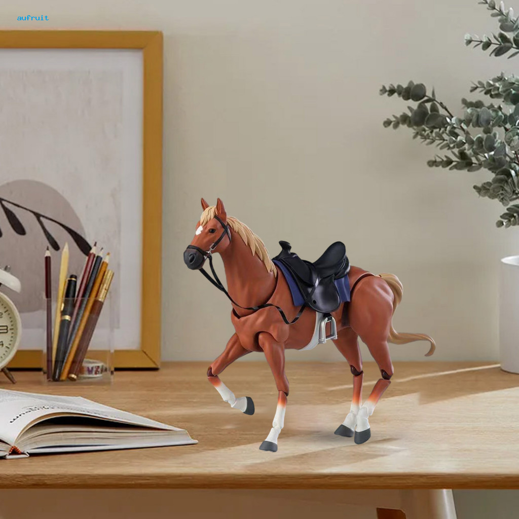 Horse Desktop Ornament Pvc Figure Movable Joint with Saddle – Realistic Miniature Model Collectible Toy Decoration for