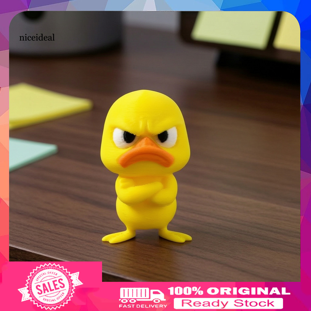 Small Resin Statue Cute Duck Figurine 3d Printed Yellow – Funny Miniature Desktop Ornament with Vivid Expressions Perf