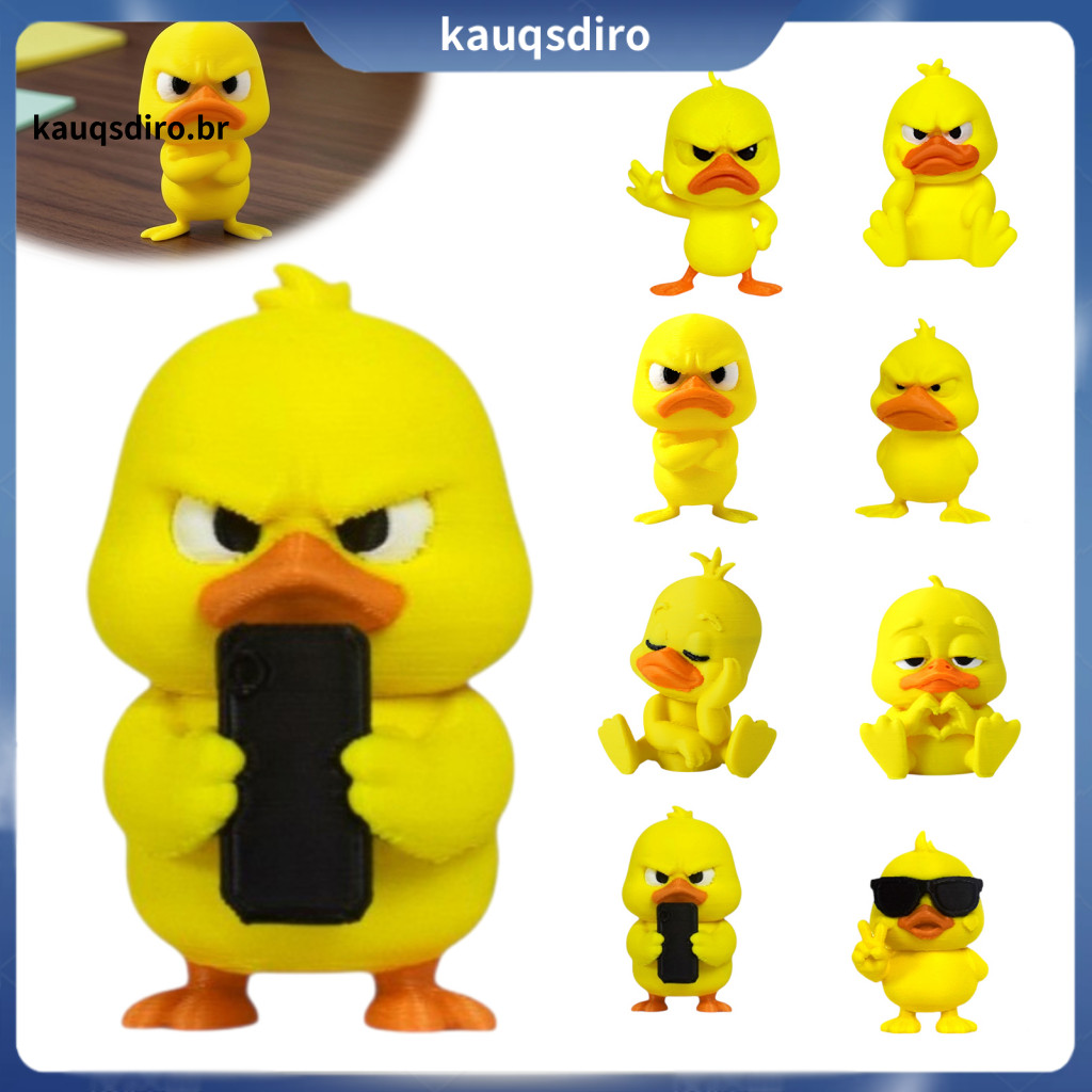 Cute Duck Figurine Unique Birthday Present for Friends 3d Printed Yellow – Funny Miniature Desktop Ornament with Vivid