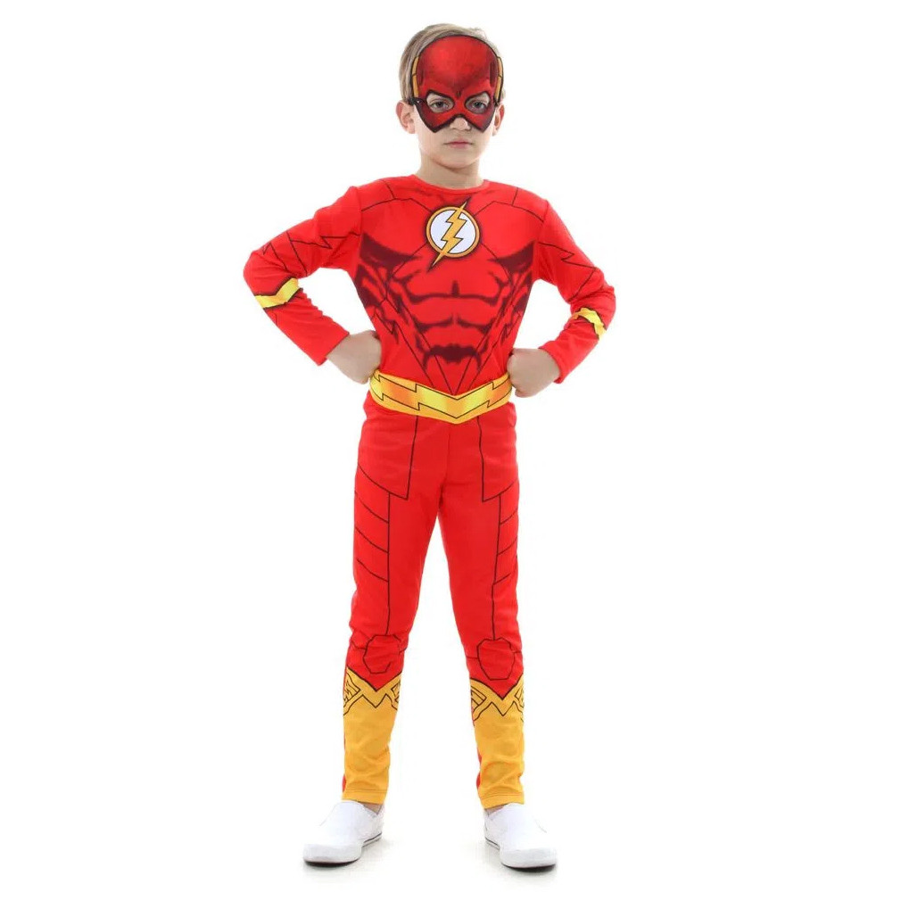 Fantasia Flash Infantil Standard Com Cinto e Máscara