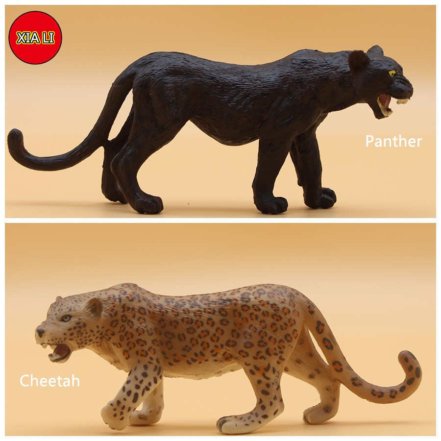 [Em Estoque] Conjunto de Modelos Pantera Negra e Guepardo, para Simulação de Vida Selvagem para Adultos, Modelo Miniatur