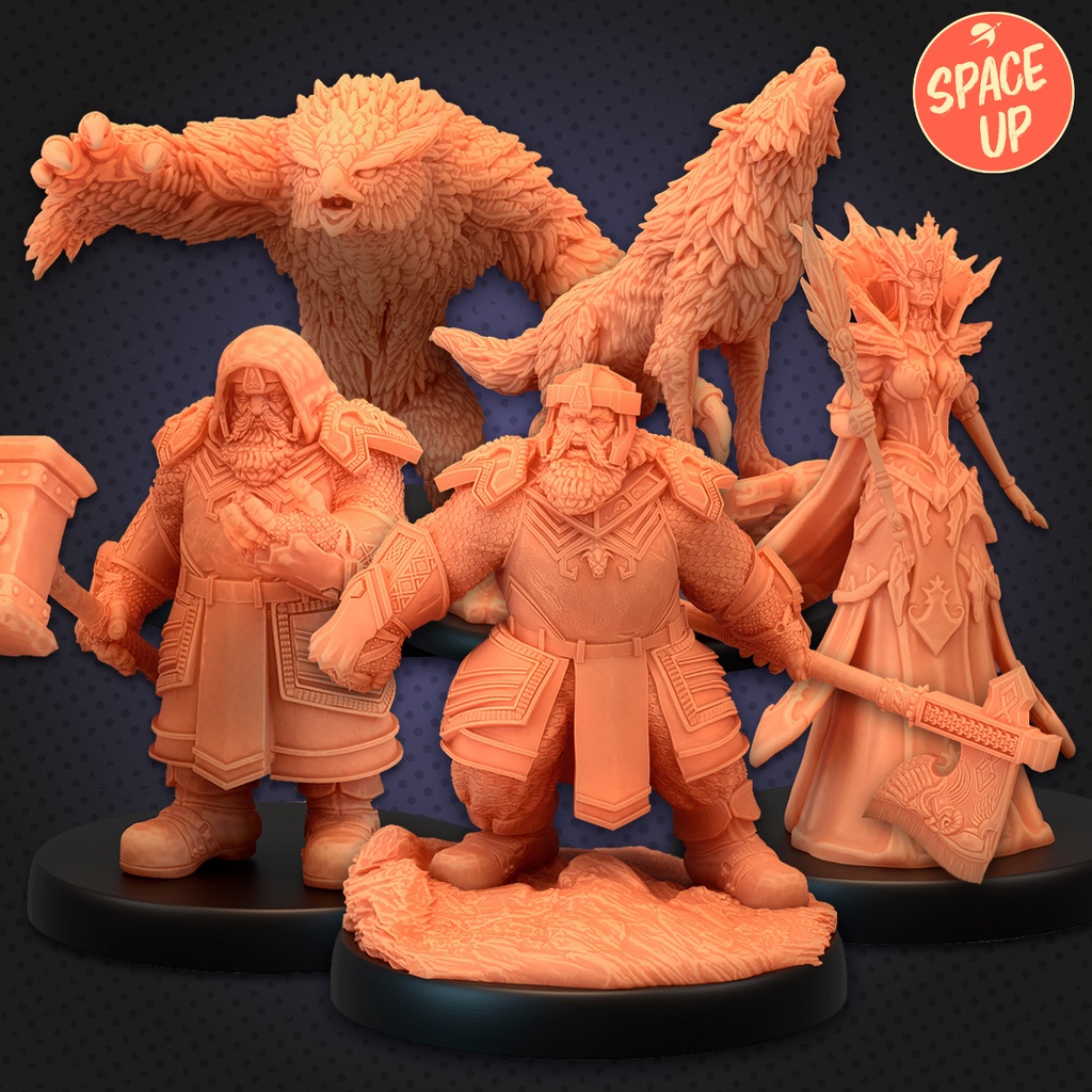 Miniaturas RPG Anões Rainha do Gelo e Criaturas Selvagens da Neve Coleção Cover Arctic Nights EPIC Miniatures - D&D