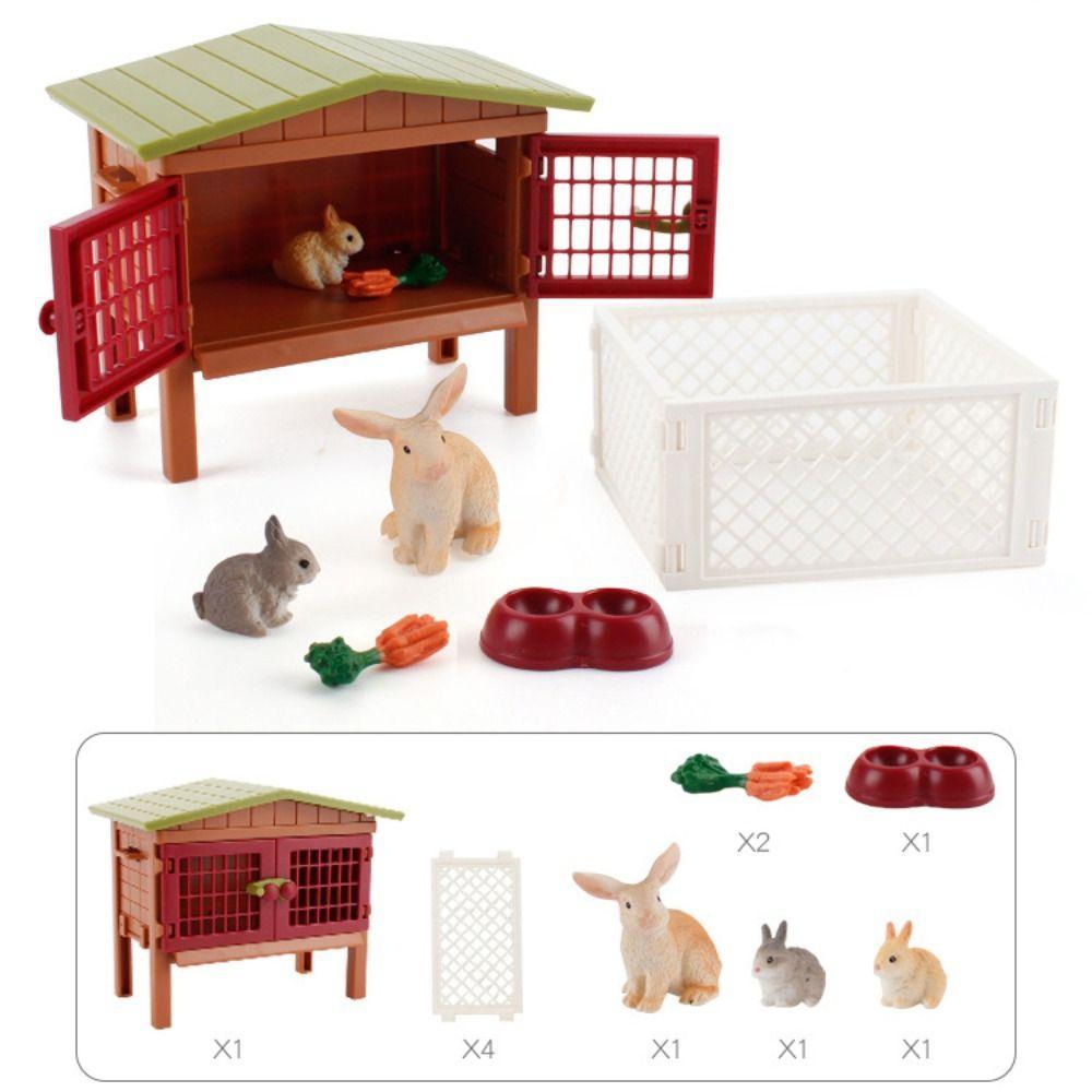 Modelo De Fazenda Henhouse , Brinquedo De Simulação De Animal Fofo De Coelho De Frango Educacional De Rancho Em Miniatur