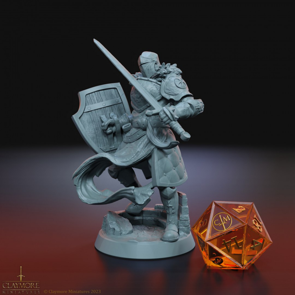 D&D/DnD Miniatura RPG de mesa , Cavalheiro Sor Roland, The Valiant/Claymore miniatures
