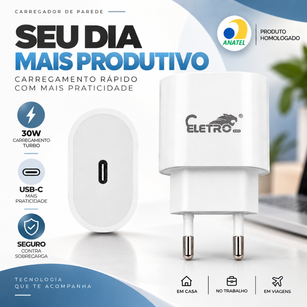 Adaptador Turbo 30w Para Celular Samsung S23 A55 A15 A05 S4 Z Flip 6