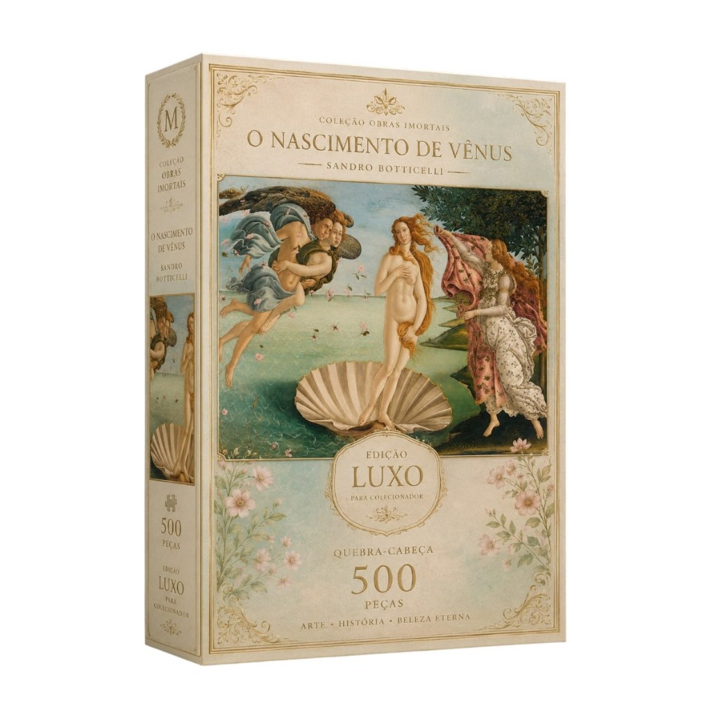 Quebra Cabeça O Nascimento De Venus - 500 Peças Puzzle Luxo - Edição Colecionador - Botticelli
