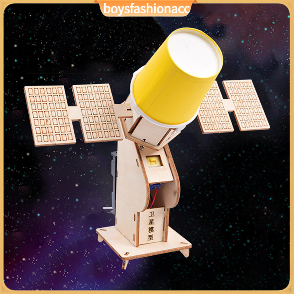 Diy Wooden Satellite Model Kit for Kids Educational Stem Science Exploration Toy Handmade Puzzle Space Project for Child
