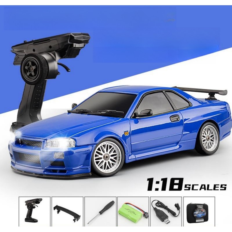 2.4G GTR RC Carro 1/18 Metal Shell Drift De Brinquedo Modelo Flip Light