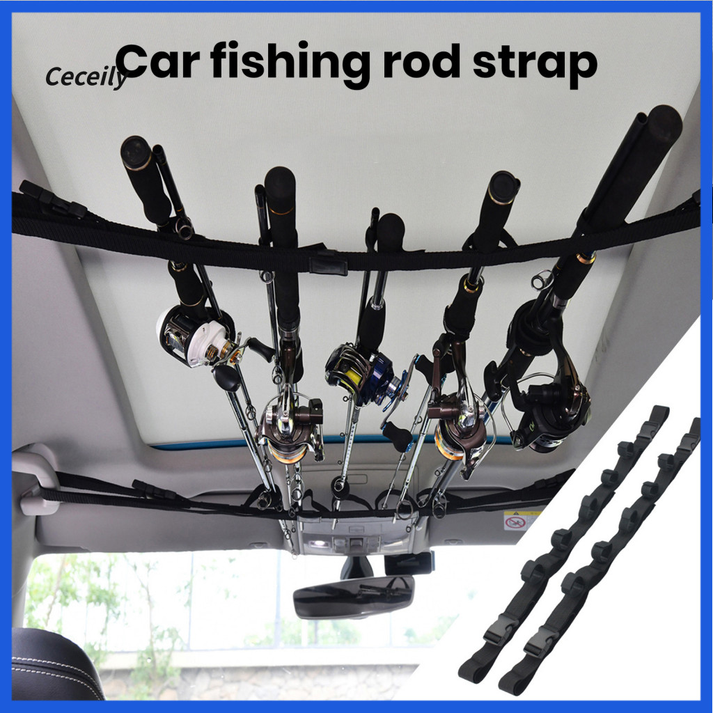 Lightweight Fishing Rod Stand 2pcs Adjustable Car Holder with 5 Loops – Heavy Duty Suv Truck Pole Rack Carrier Strap O