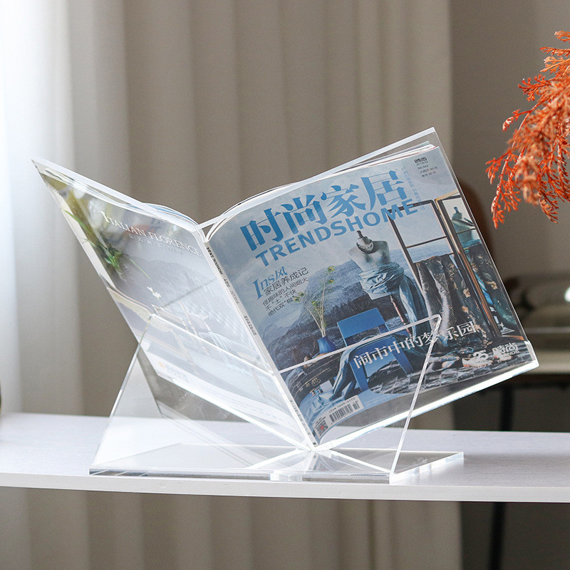 Light luxury acrylic V Bookshelf, magazine rack, decorative items for hotel model rooms, home living rooms, bedrooms, an