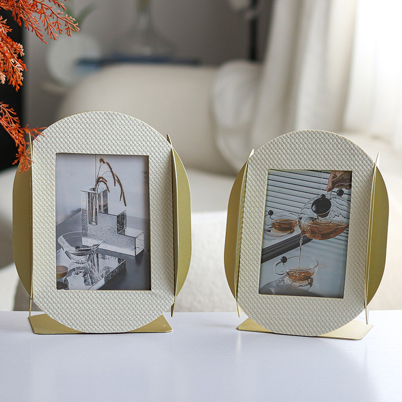 FMFI Light luxury, interwoven leather photo frames, sample room, hotel bedroom, guesthouse, creative home decor, bedside