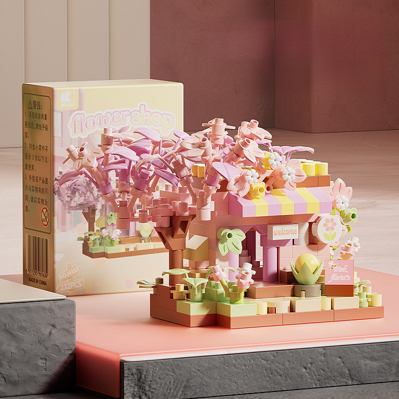 Quebra-Cabeça Educacional Infantil DIY Mini Street View Blocos De Construção Sunshine Flower House Montagem De Pequenas