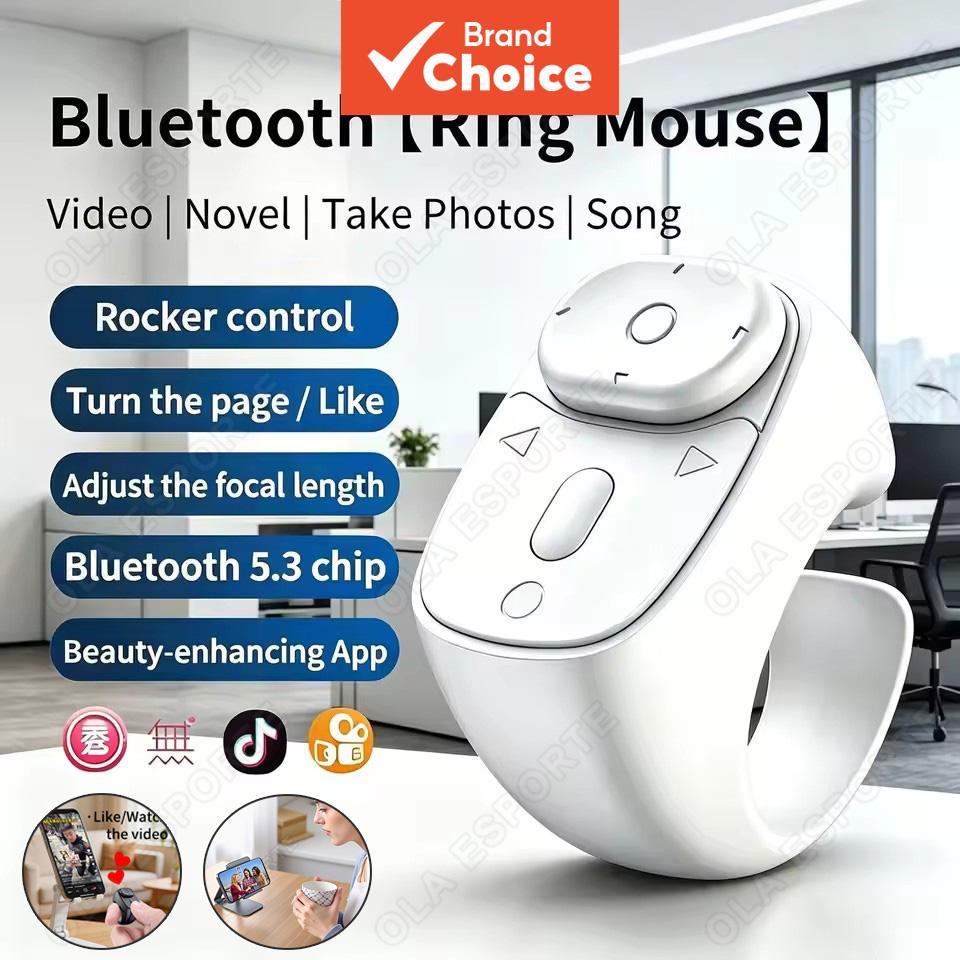 Anel de controle remoto Bluetooth para mouse, rolagem livre das mãos, obturador de câmera para selfie, troca de página