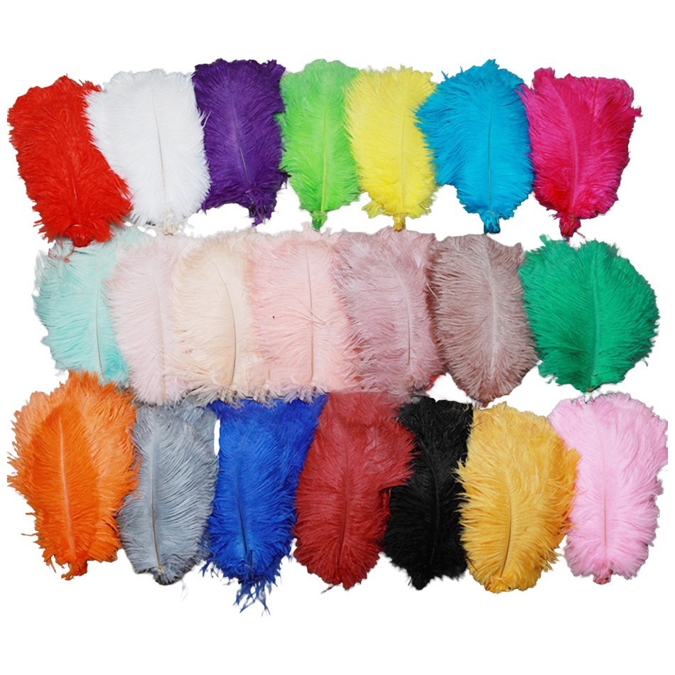 100 Pçs 15-20cm 27 Cores DIY Feminino artificial Avestruz Pena Headwear Acessórios Penas Coloridas Artesanato Artesanal