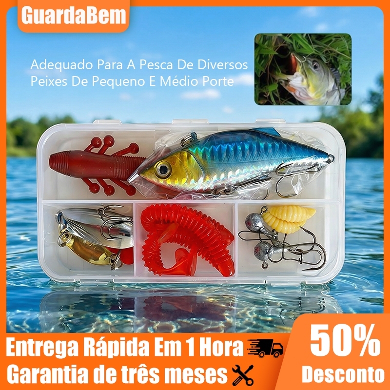 Kit 14 PCS Iscas Artificiais Premium de Plástico Jig Wobblers Crankbait, com Anzol Duplo e Olhos 3D para Pesca