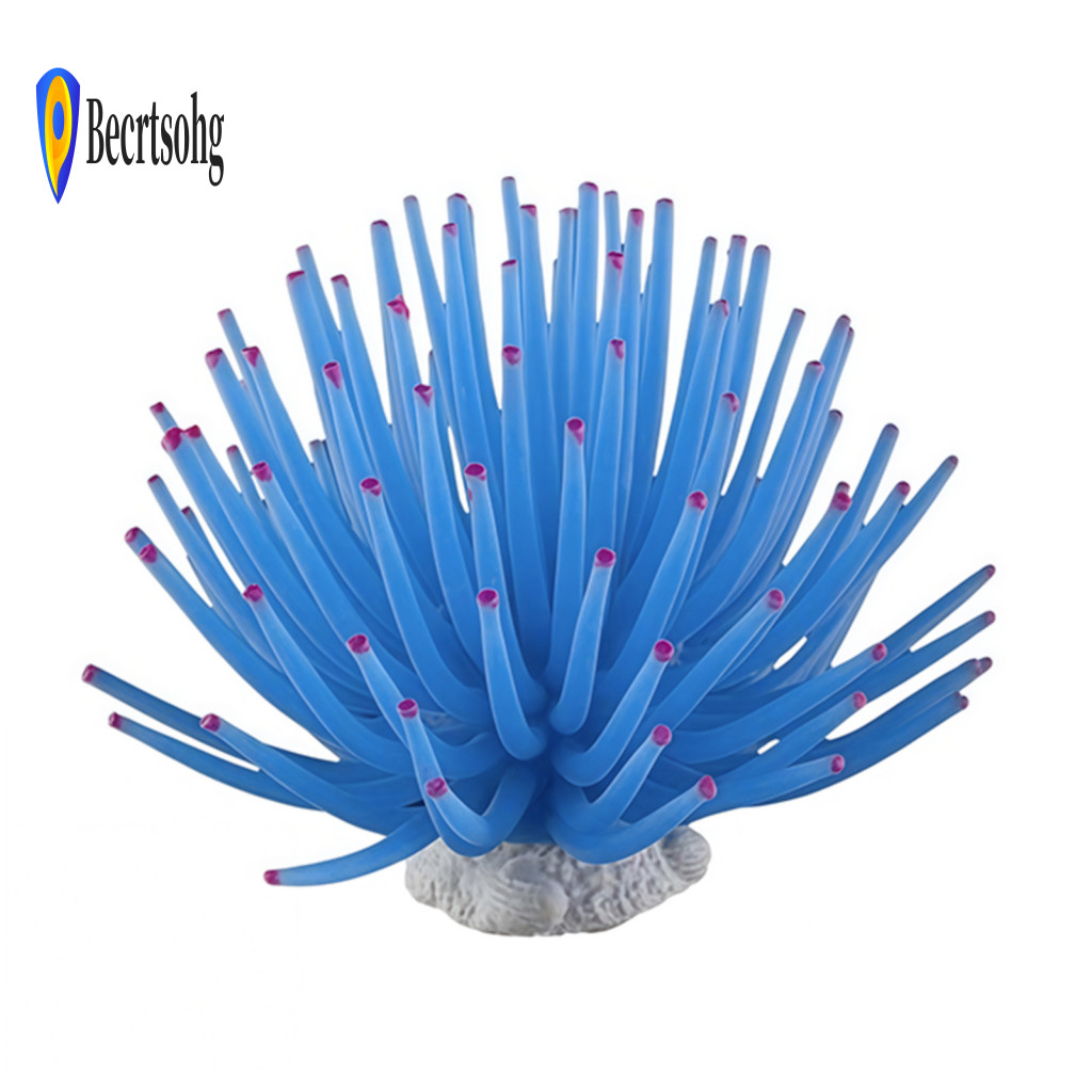 Soft Silicone Fish Ornament Aquarium Decoration Realistic Blue Sea Anemone – Flexible Actinia for Seawater Tank Habita