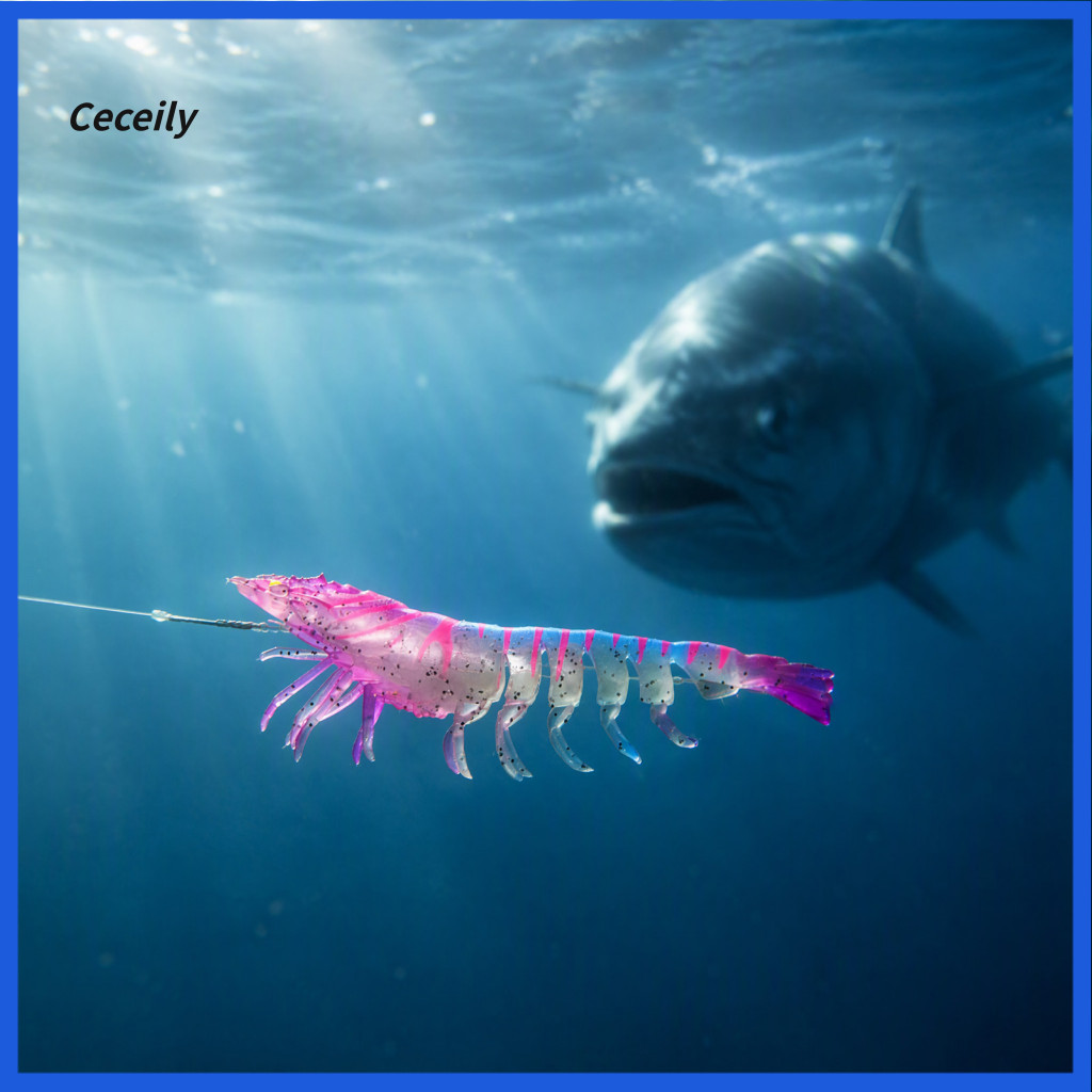 Flexible Fishing Baits Soft Lures 9.5cm 4.8g Tpe Bionic Shrimp Lure Realistic Glitter Prawn Bait for Freshwater Trout Du