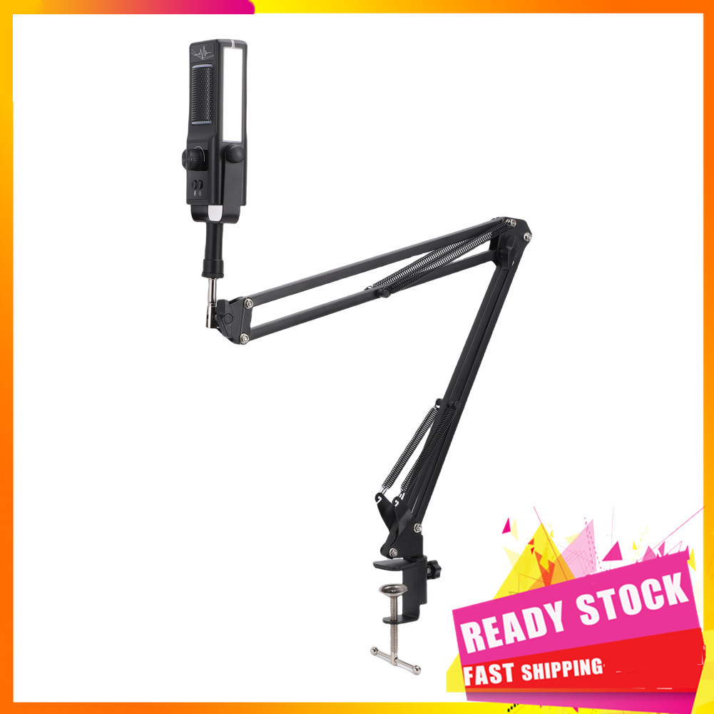 Gfgfgfgg Kit de microfone para podcast com suporte para braço de lança Iluminação RGB Cancelamento de ruído Microfone