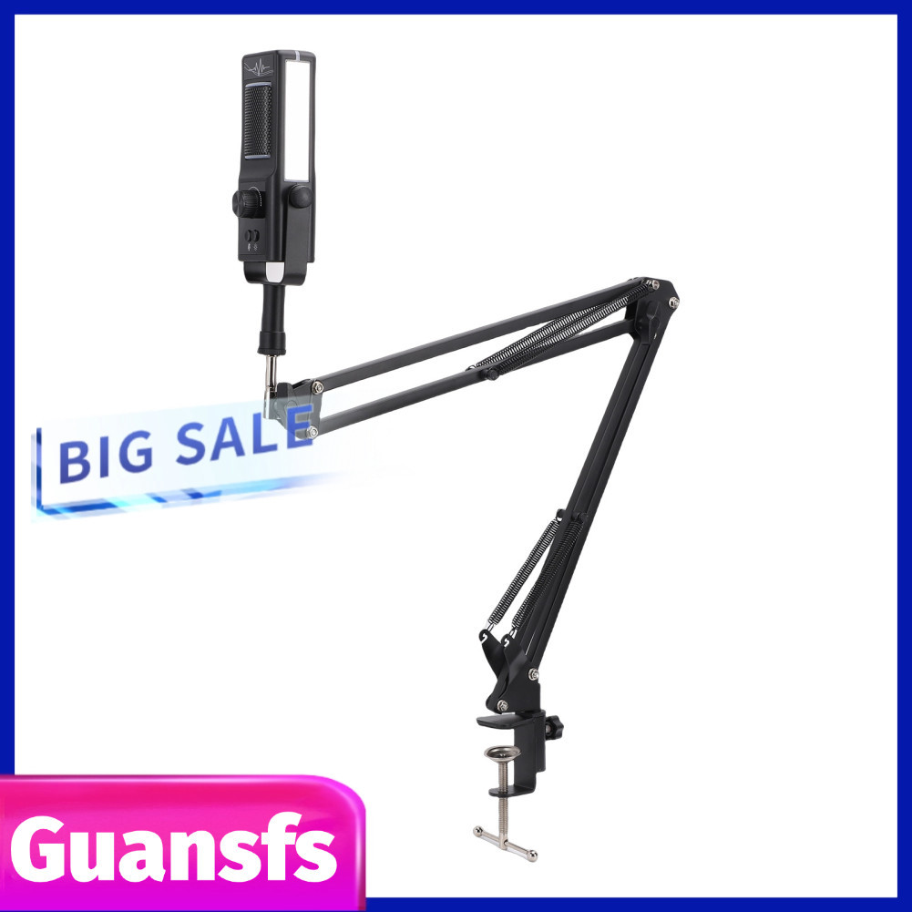 Guansfs.br Microfone com braço boom Kit de microfone condensador USB Iluminação RGB Cancelamento de ruído One Touch