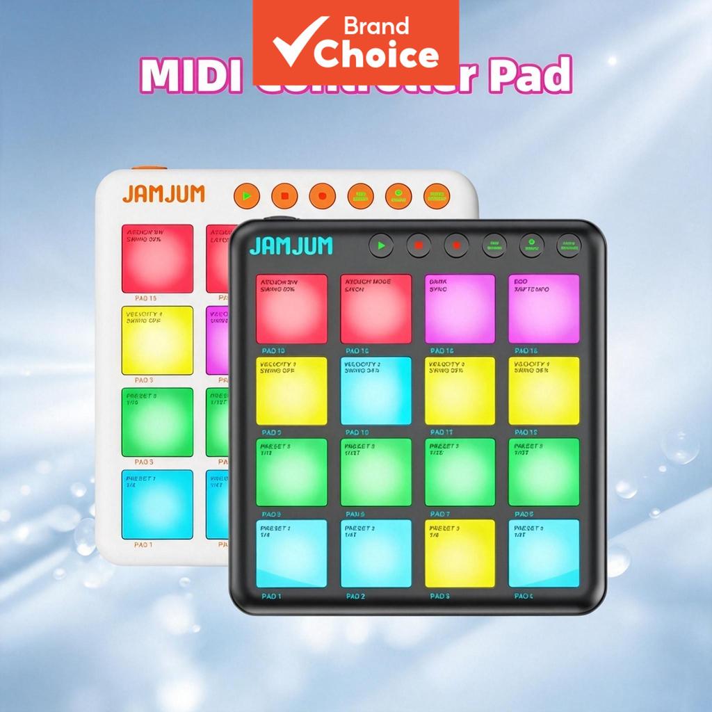 JAMJUM JP MINI MIDI Beat Pad Controlador 16 RGB Velocidade Tambor Almofadas Recarregável Maker Para LoFi EDM DAW Estúdio