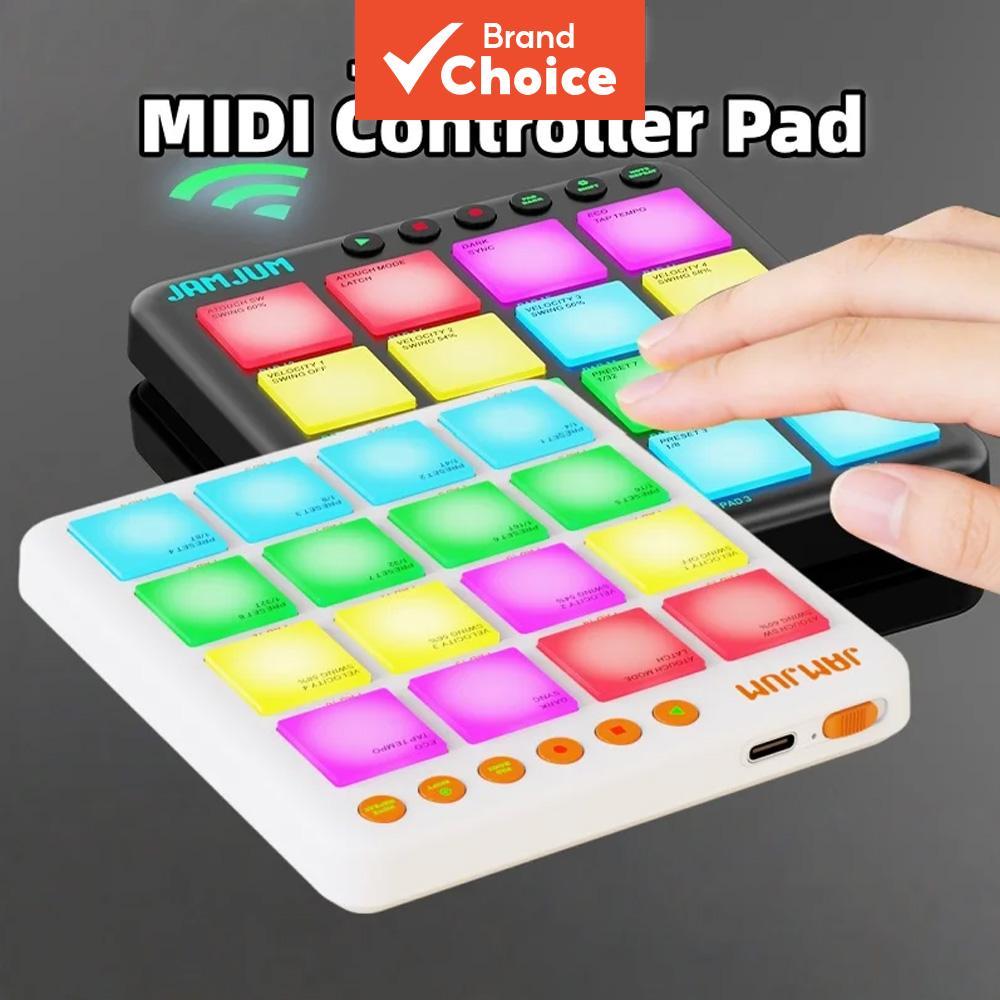 Portátil JP MINI MIDI Controlador Almofada RGB Retroiluminado Beat Maker Velocidade Sensível Tambor Para LoFi EDM Produç