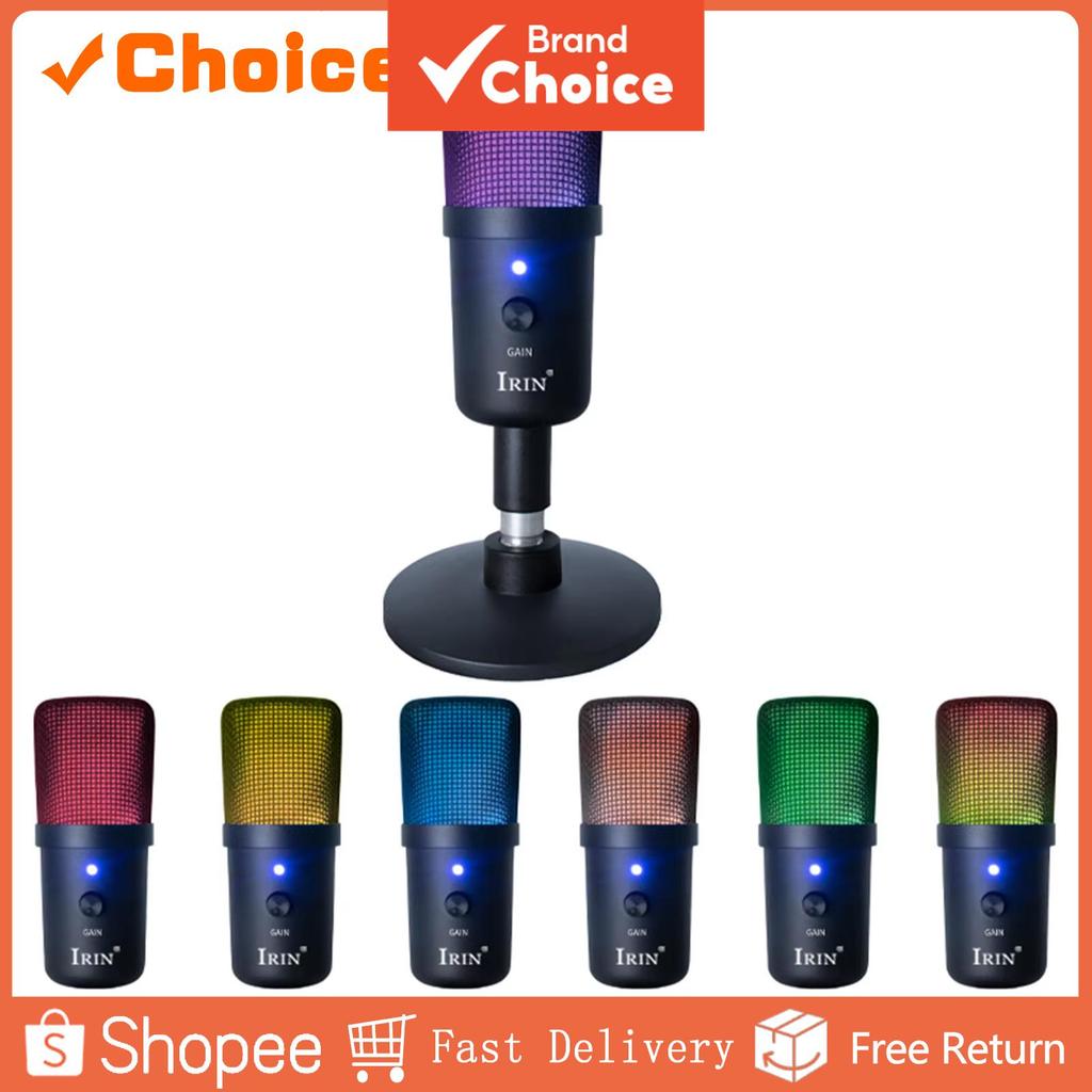 IRIN ZX 662 Microfone Condensador Profissional RGB Atmosfera Luz AI Redução De Ruído Para Jogos Streaming Podcast Gravaç