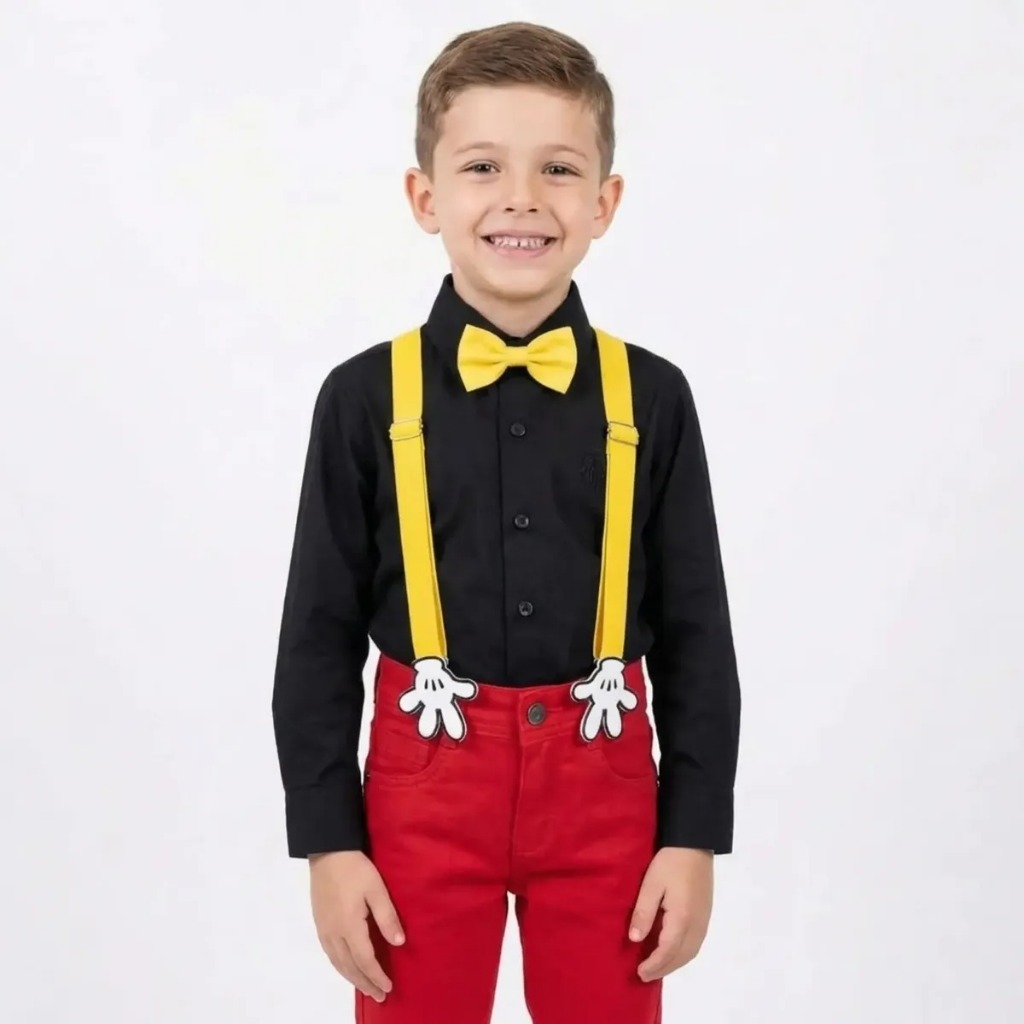 Conjunto Mickey Mouse Menino Festa Social Calça Camisa Longa