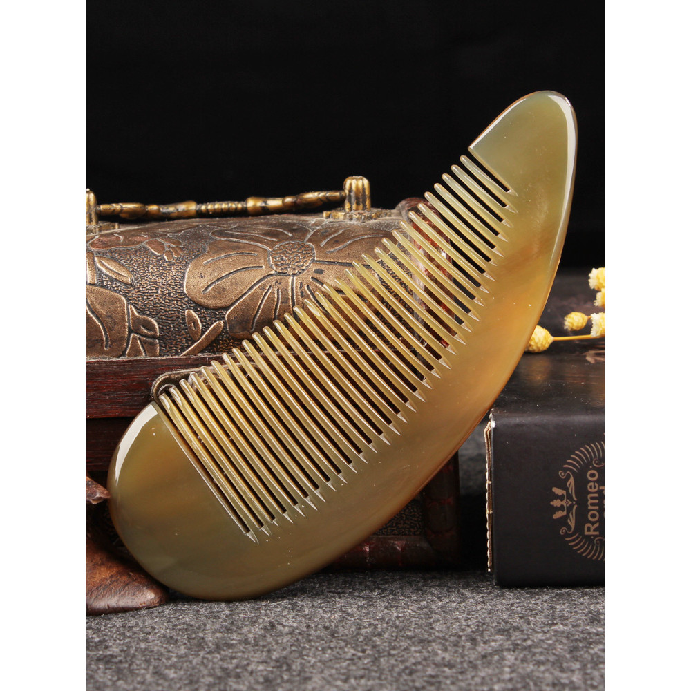 Pente de chifre genuíno Natural Gua Sha massagem pente draga cabeça meridiano doméstico portátil menina crianças pequeno