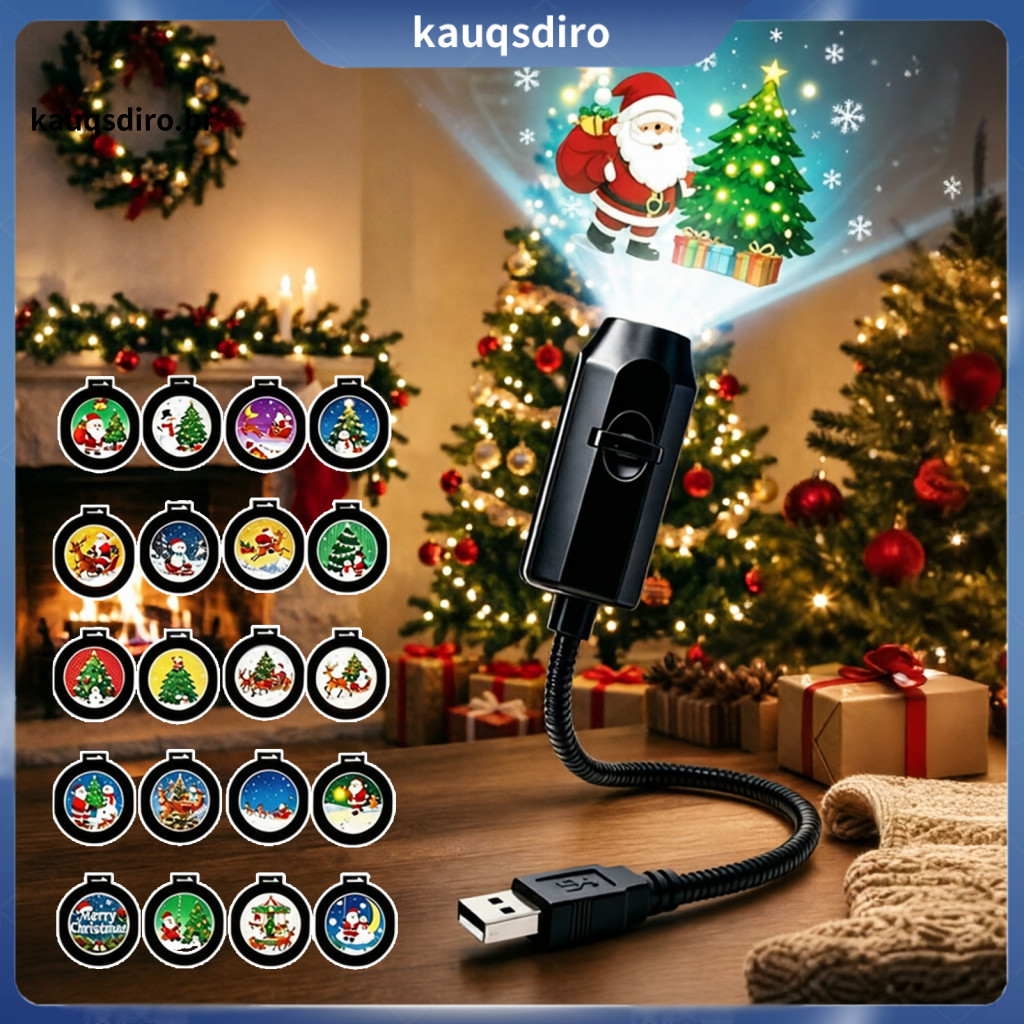 Holiday Projector Lights Led Ambient Lamp Usb Portable Night Light for Christmas Flexible Gooseneck with 6/10/15/20 Proj