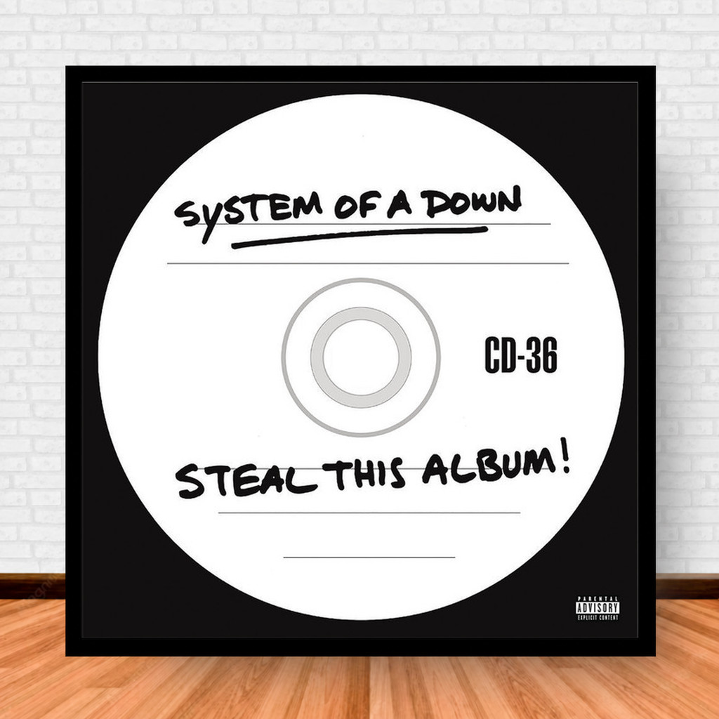 Quadro Decorativo Placa Música Álbuns System of a Down Rock com Moldura