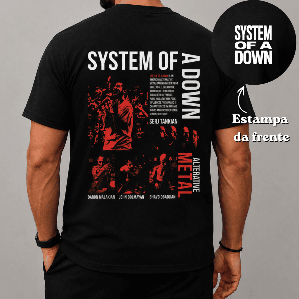 Camiseta System Of A Down Masculina Blusa Banda Camisa Show Rock T-shirt Feminina 100% Algodão