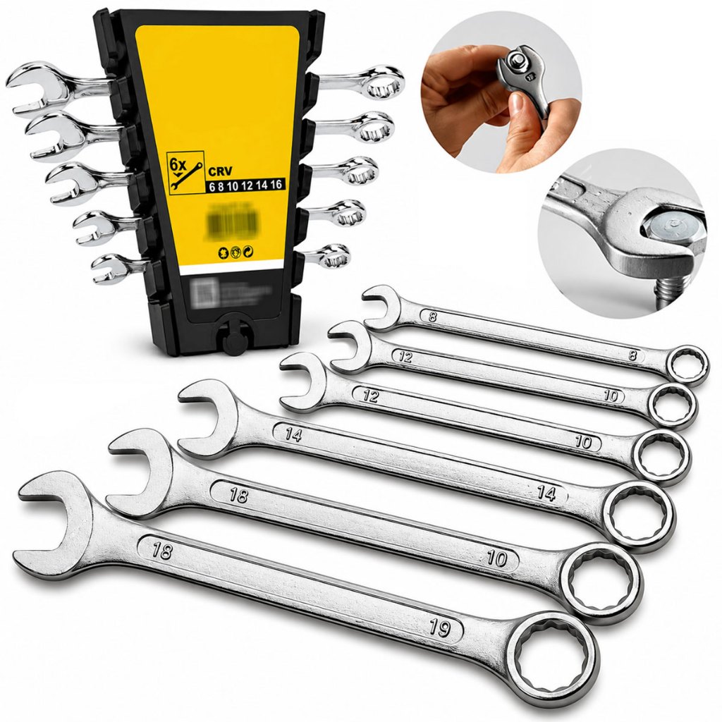Kit Jogo Chave Boca E Estrela Combinada 6 A 16mm Resistente 6 Peças Reforçada Profissional