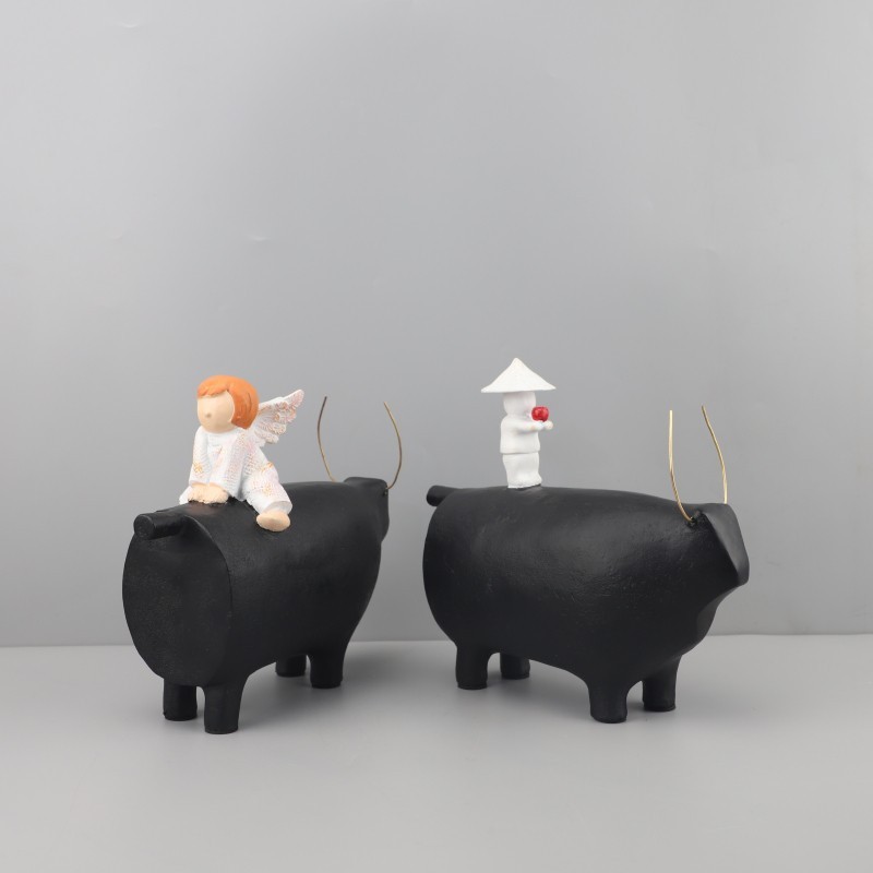 ABVV European-style light luxury shepherd boy riding a cow resin ornament for living room, bedroom, entryway, study, TV
