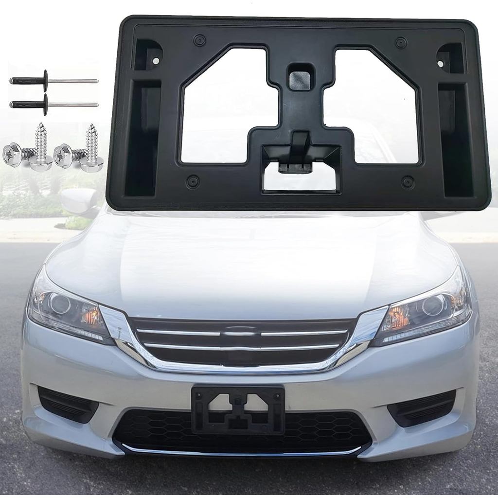 FASTCHE Front Bumper License Tag Plate Frame Bracket Holder Compatible with 2013 2014 2015 Honda Accord Replace # HO1068