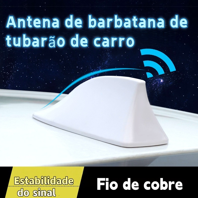 Antena  de Tubarão para Carro - Estabilidade de Sinal Forte, Fio de Cobre, Design Aerodinâmico