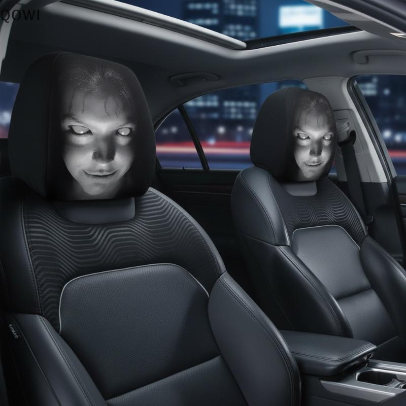 qo Horror Design Capa Universal Para Encosto De Cabeça De Carro , Elástica Respirável , 1 Peça , Lavável , De Assento At